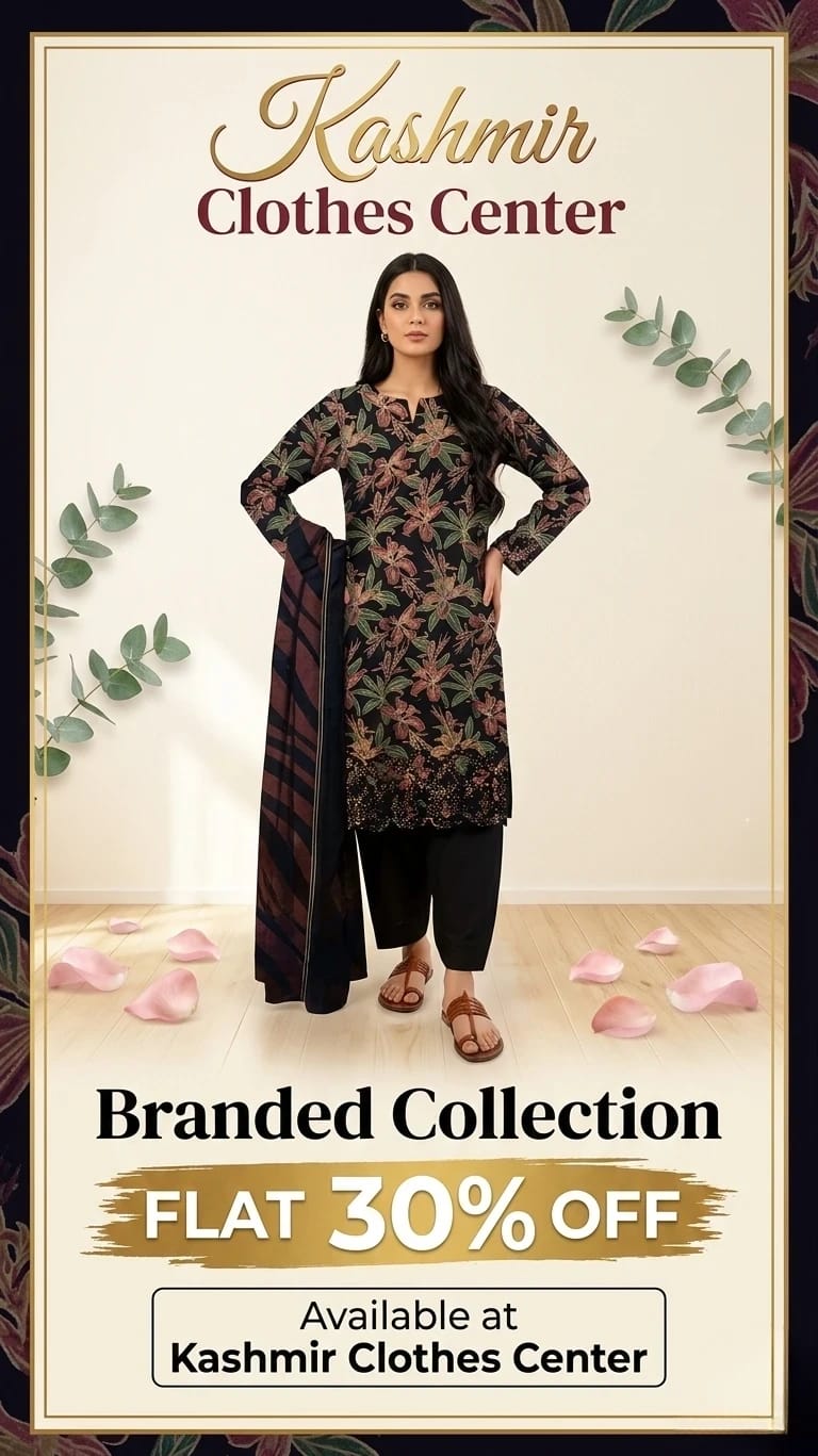 Kashmir Clothes Center Women’s Premium Lawn Suit – Stylish Summer Collection | Flat 30% OFF