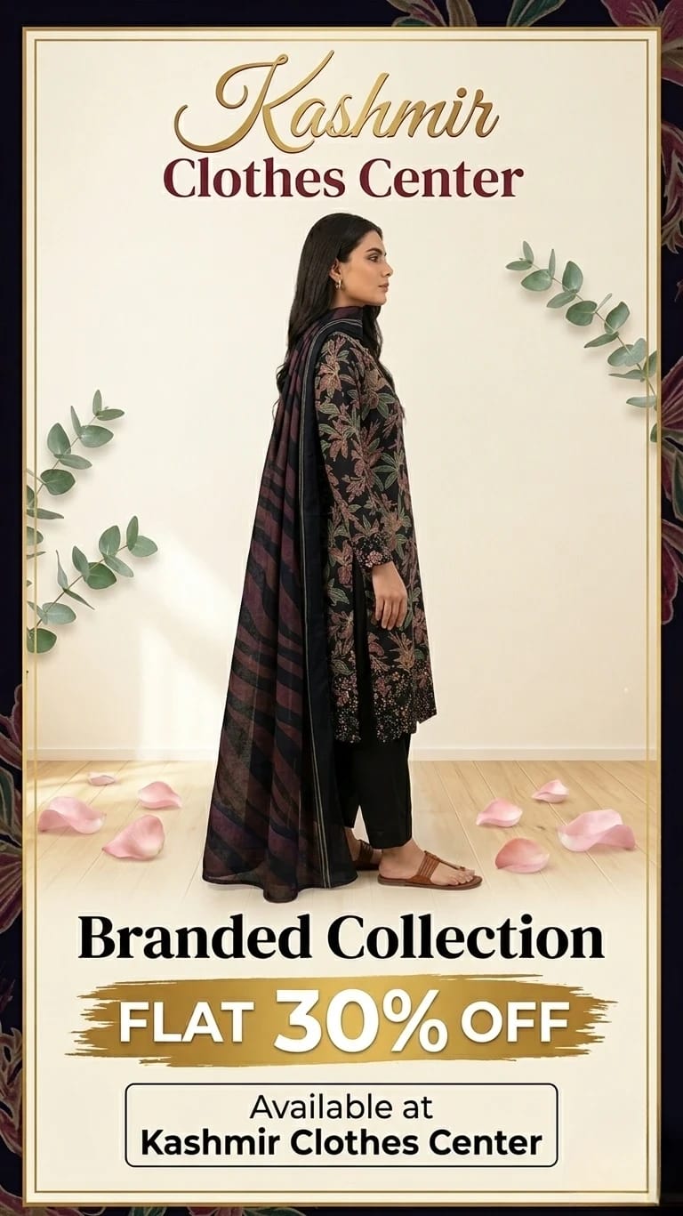 Kashmir Clothes Center Women’s Premium Lawn Suit – Stylish Summer Collection | Flat 30% OFF
