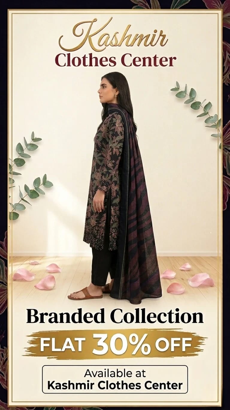 Kashmir Clothes Center Women’s Premium Lawn Suit – Stylish Summer Collection | Flat 30% OFF